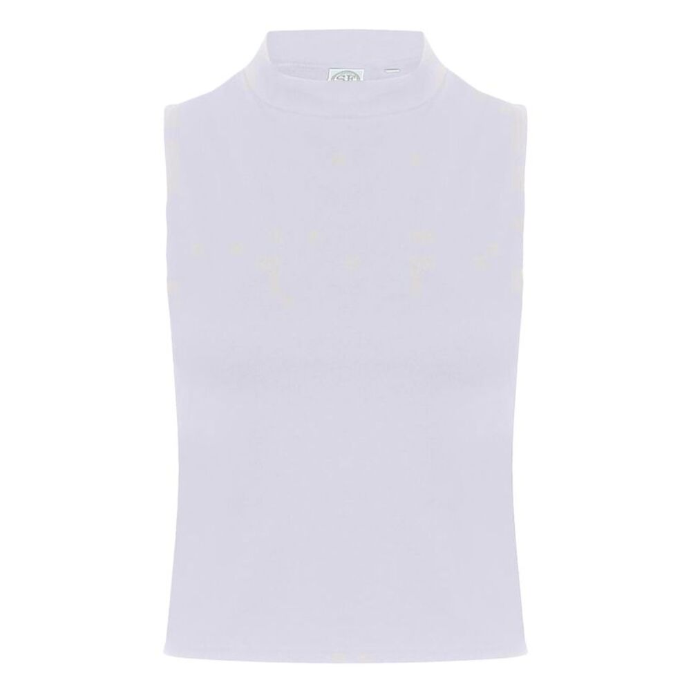 Skinni Fit Womens/Ladies High Neck Crop Vest Top / White
